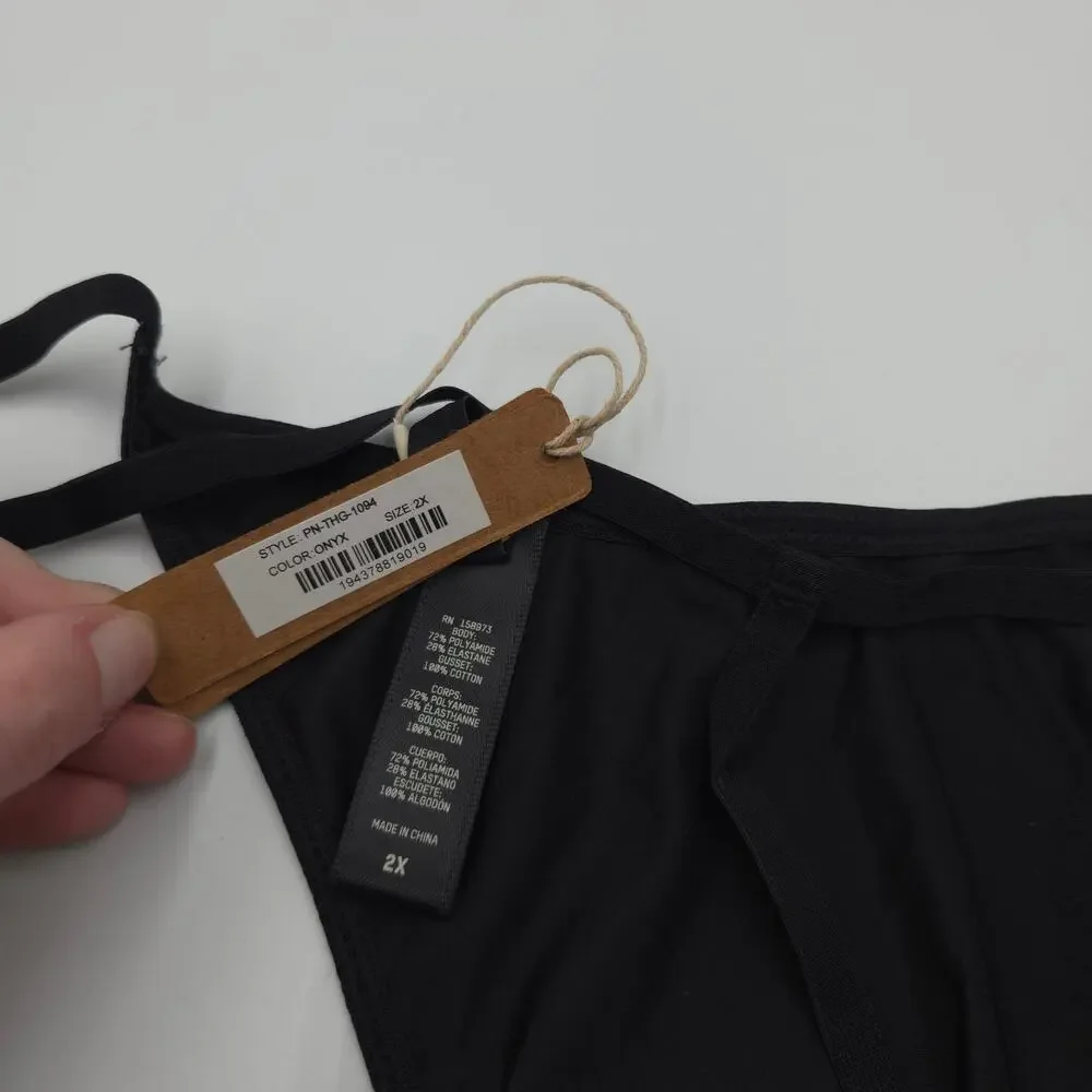 Skims Bundle of Two Seamless Ribbed and T-String Thong in Bone Onyx Size 2X
